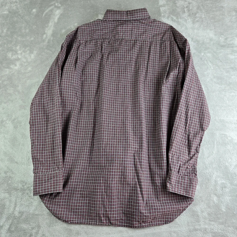 Banana Republic Shirt Mens XL Gray Red Checkered Long Sleeve Casual Career Work